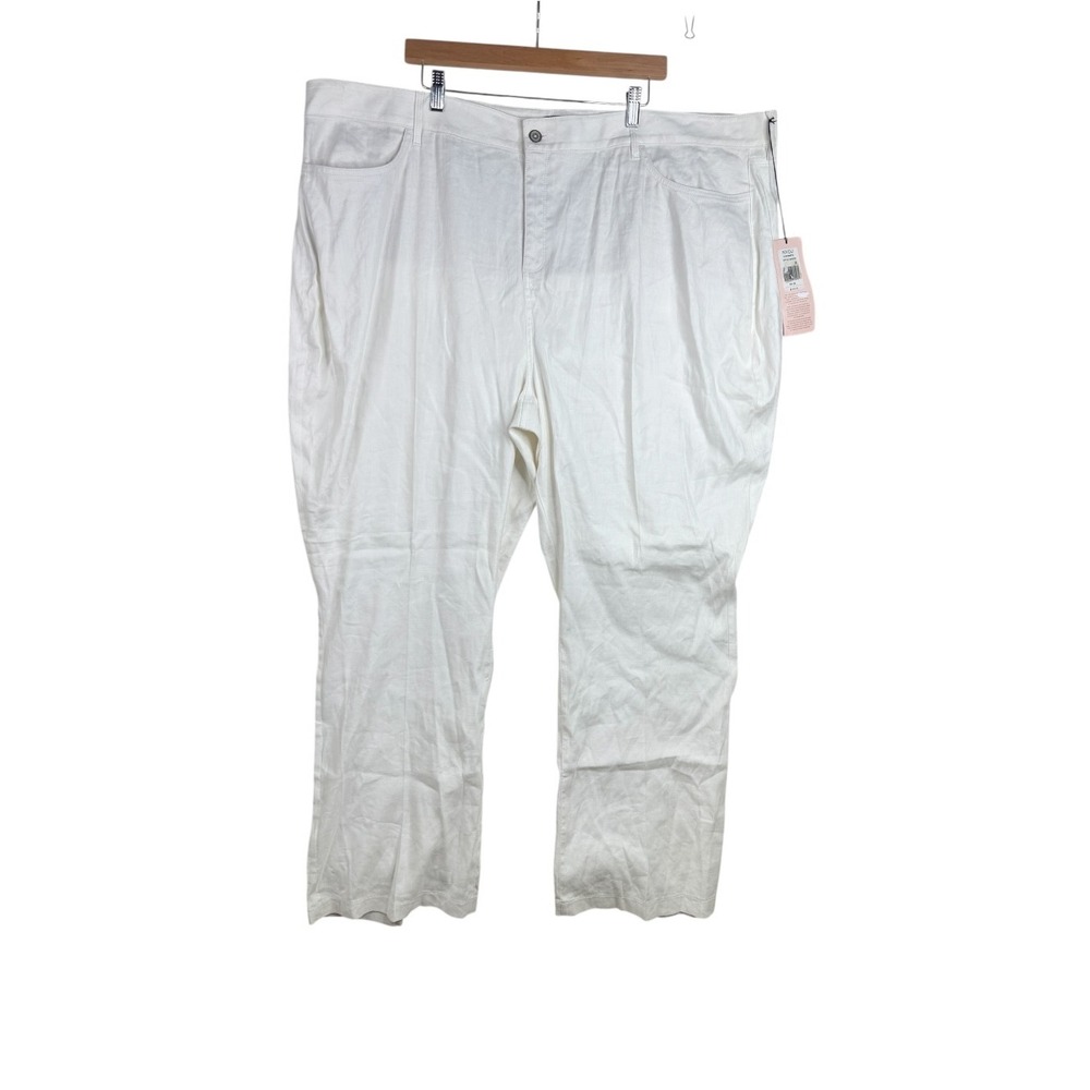 New NYDJ Curves 360 Straight Leg Linen Blend Pants size 28 White